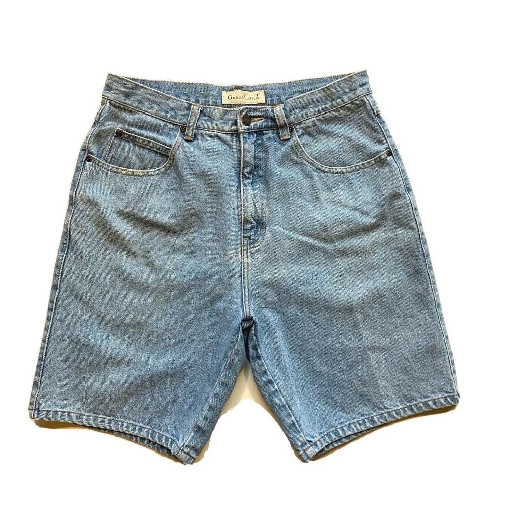 Vintage GreatLand Denim Jean Shorts Mens 32 (31x9)‎ Relaxed Cotton Singapore EUC